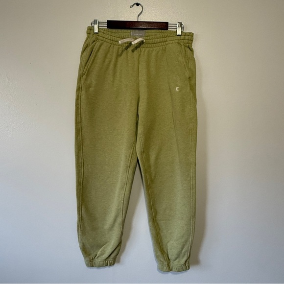Everlane Women's Sz S 100% Organic Cotton Track Jogger Pants 25" Green Pockets - Picture 1 of 5